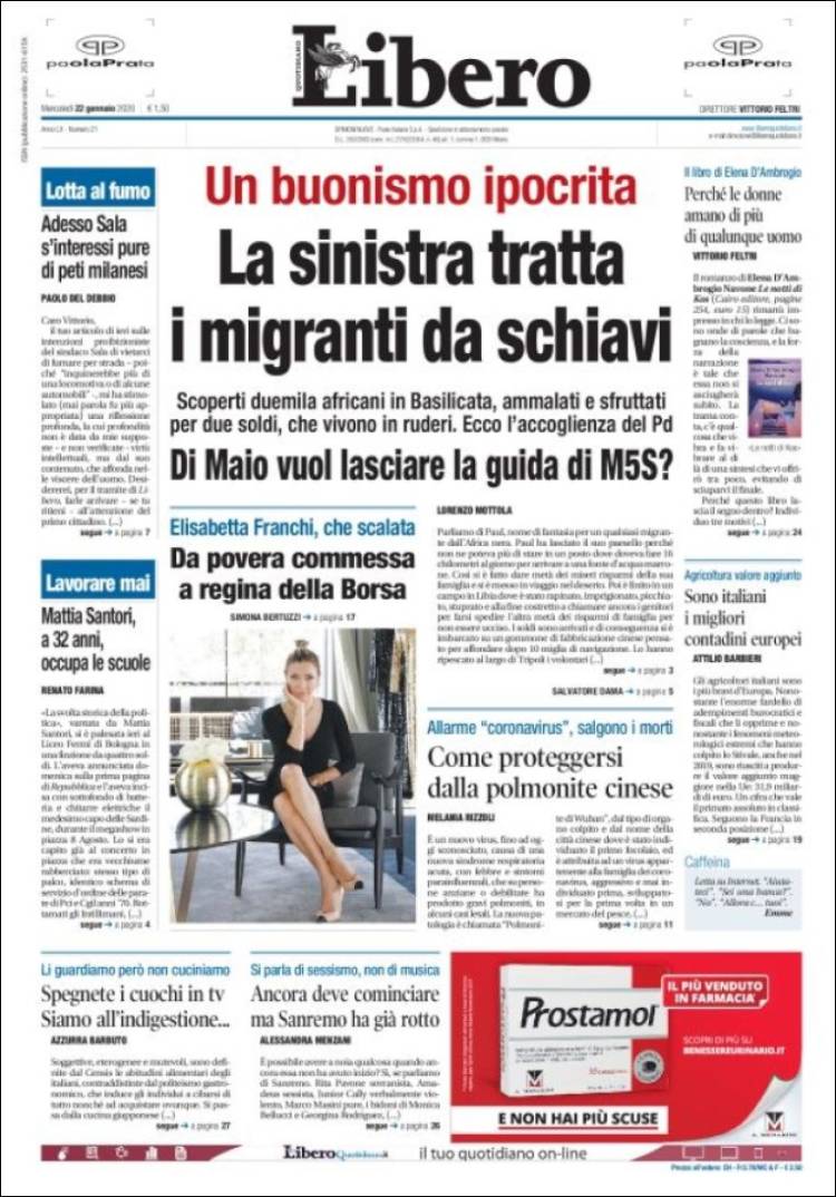 Portada de Libero (Italia)