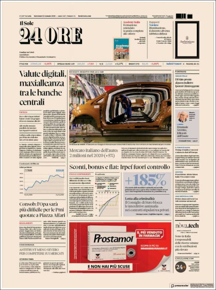 Portada de Il Sole 24 ORE (Italia)