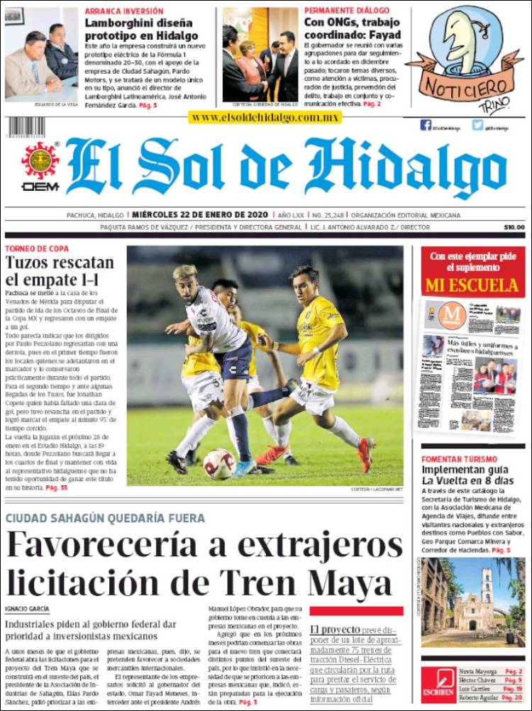 Portada de El Sol de Hidalgo (México)