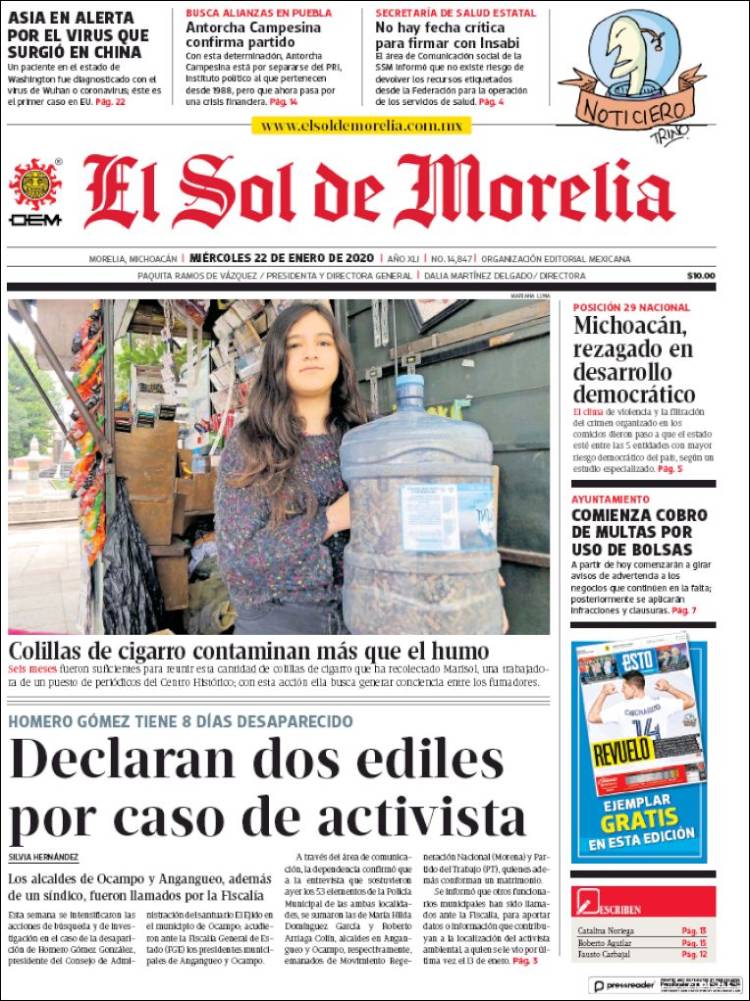 Portada de El Sol de Morelia (México)