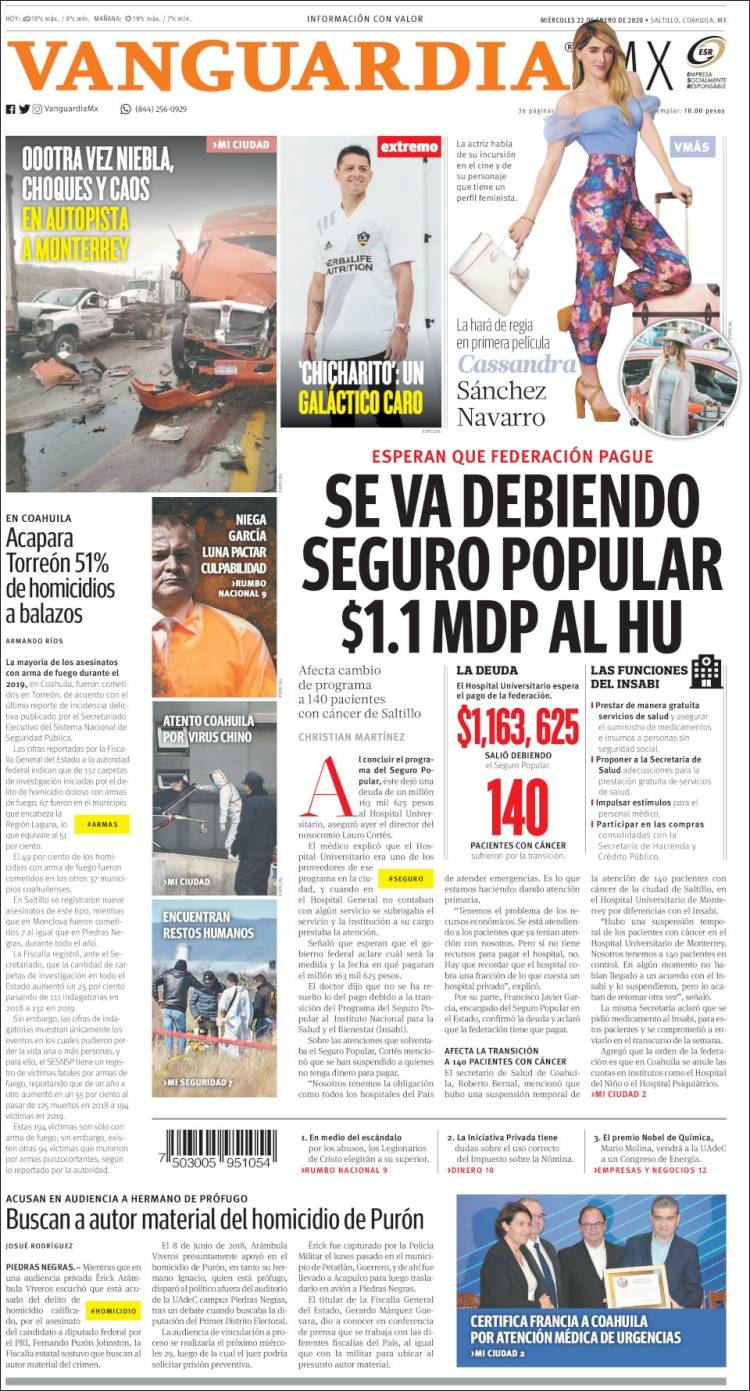 Portada de Vanguardia (México)