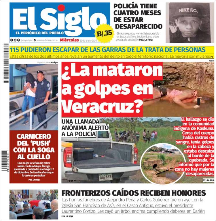 Portada de El Siglo (Panamá)