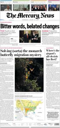 Portada de San Jose Mercury News (USA)