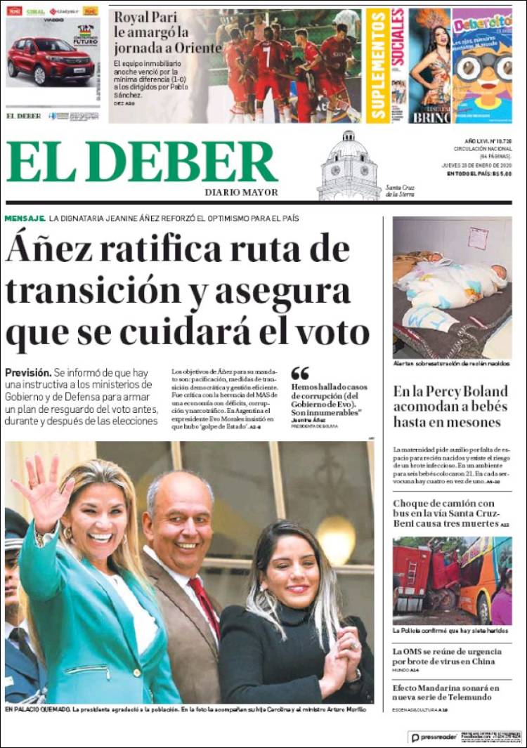 Portada de El Deber (Bolivia)