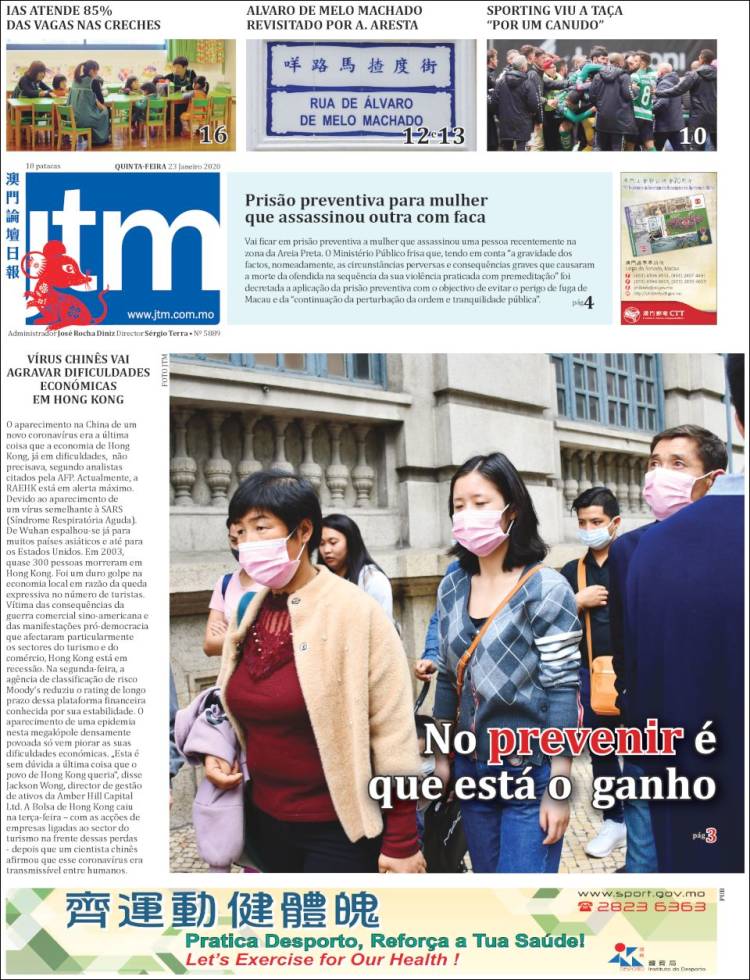 Portada de Jornal Tribuna de Macau (China)