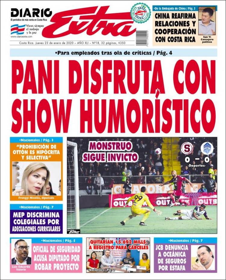 Portada de Diario Extra (Costa Rica)