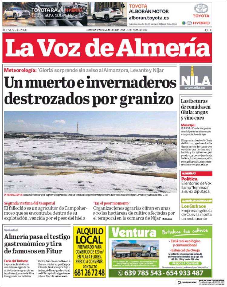 Portada de La Voz de Almería (Espa&ntilde;a)
