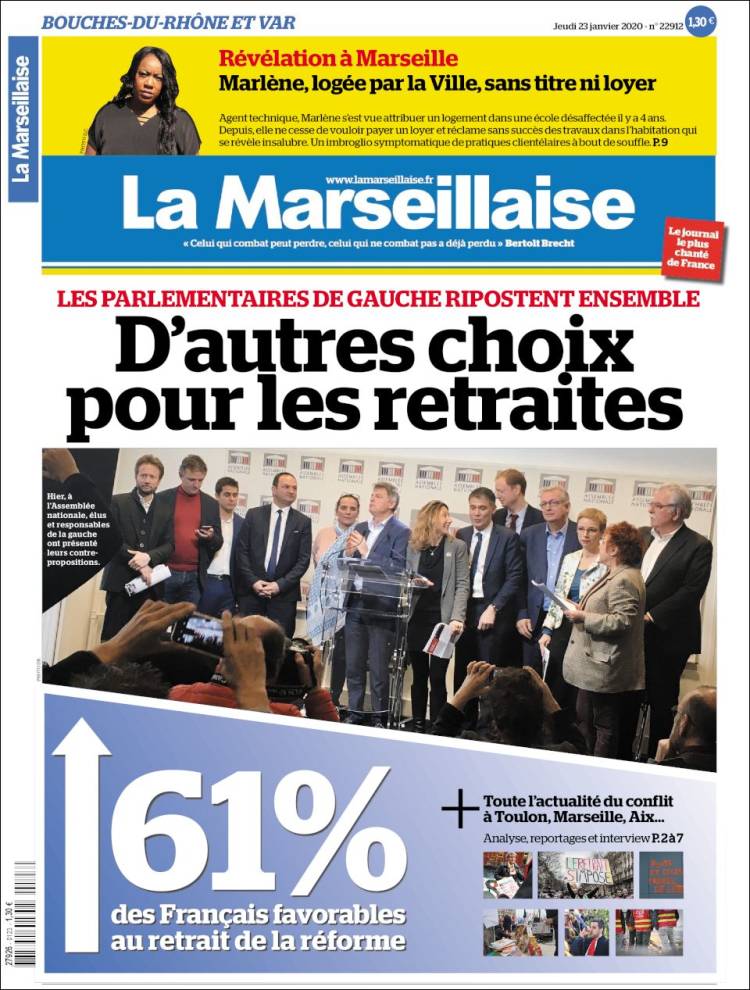 Portada de La Marseillaise (Francia)