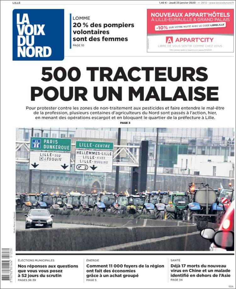 Portada de La Voix du Nord (Francia)