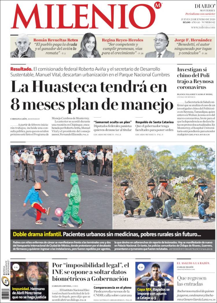 Portada de Milenio de Monterrey (México)