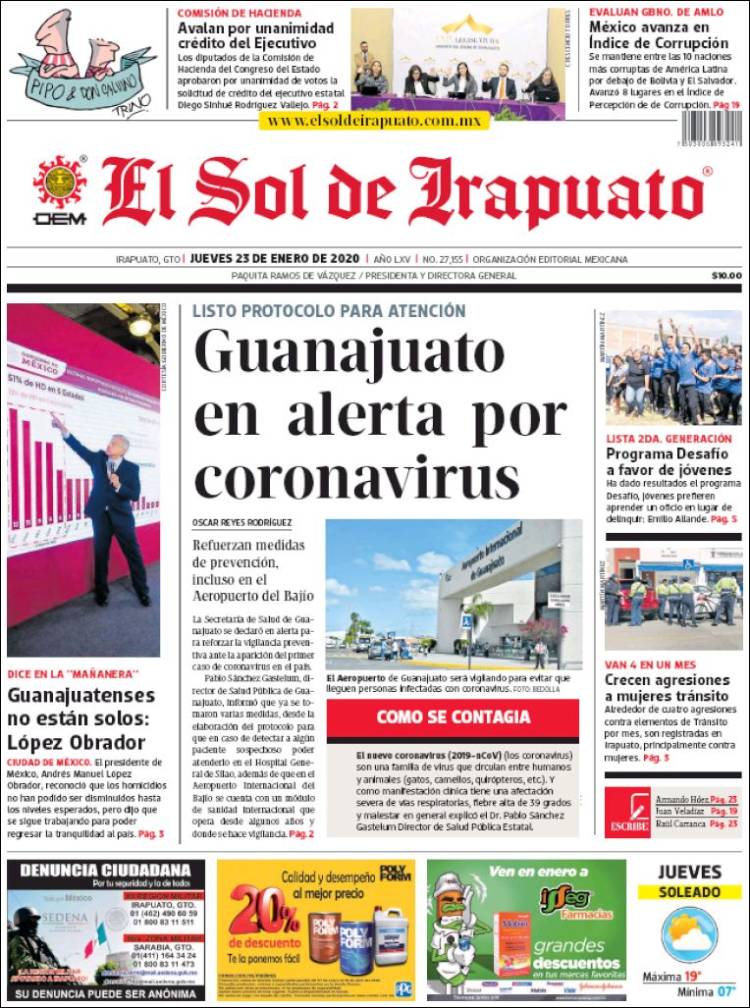 Portada de El Sol de Irapuato (México)