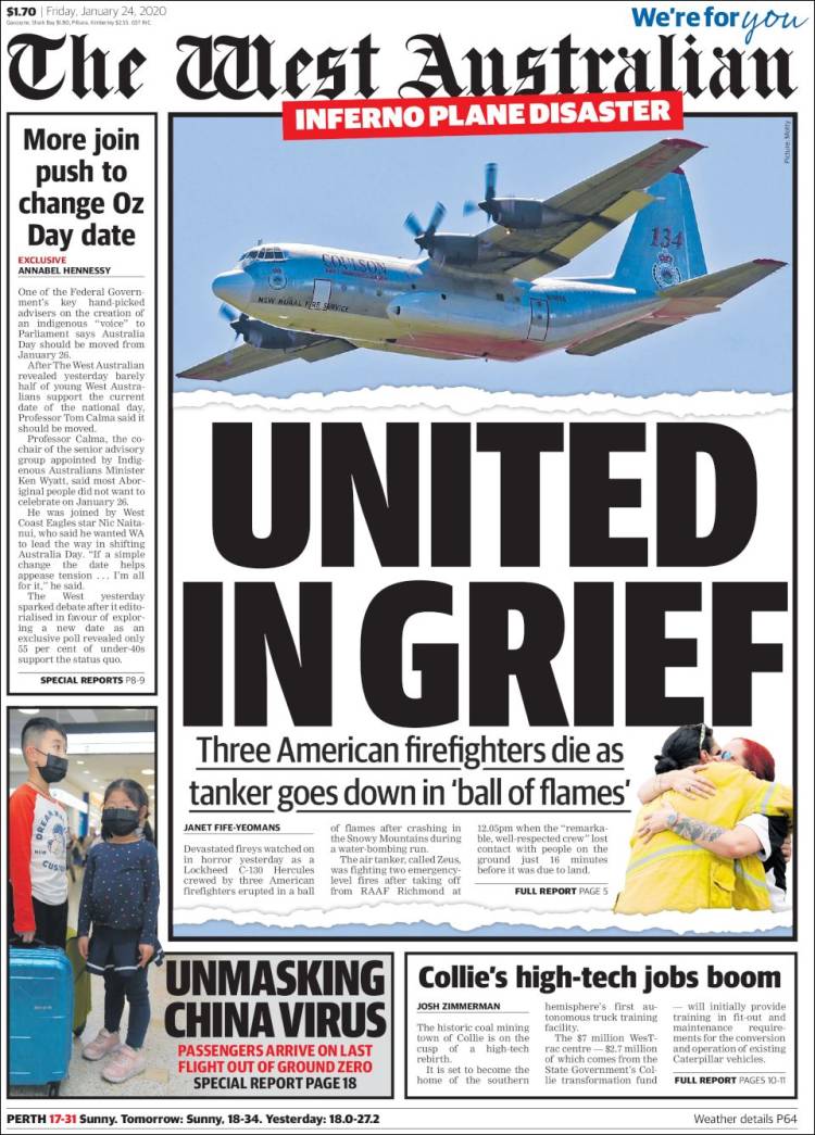 Portada de The West Australian (Australia)