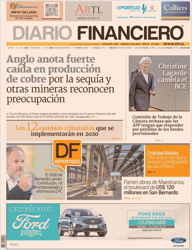 Portada de Diario Financiero (Chile)