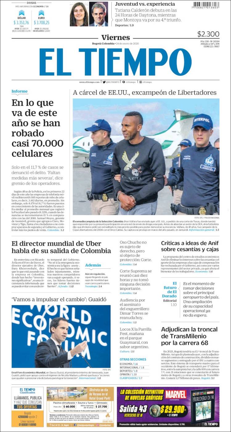 Portada de El Tiempo (Colombia)