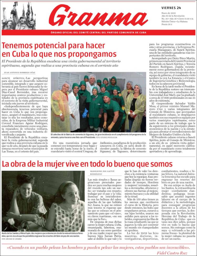 Portada de Granma (Cuba)