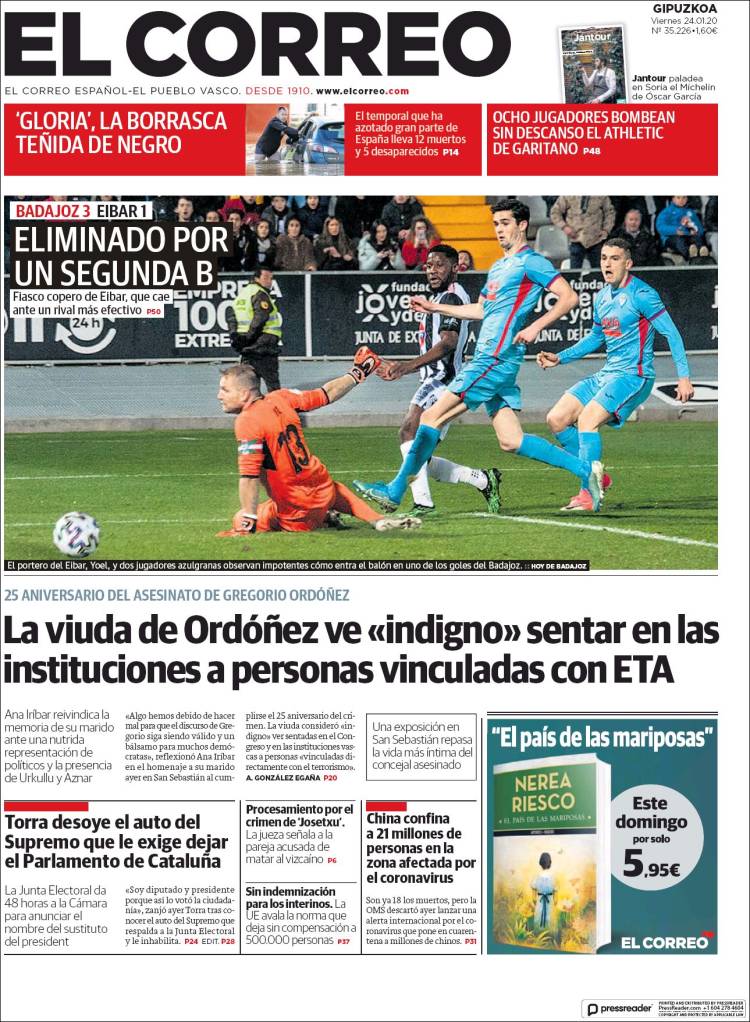 Portada de El Correo - Guipuzcoa (España)