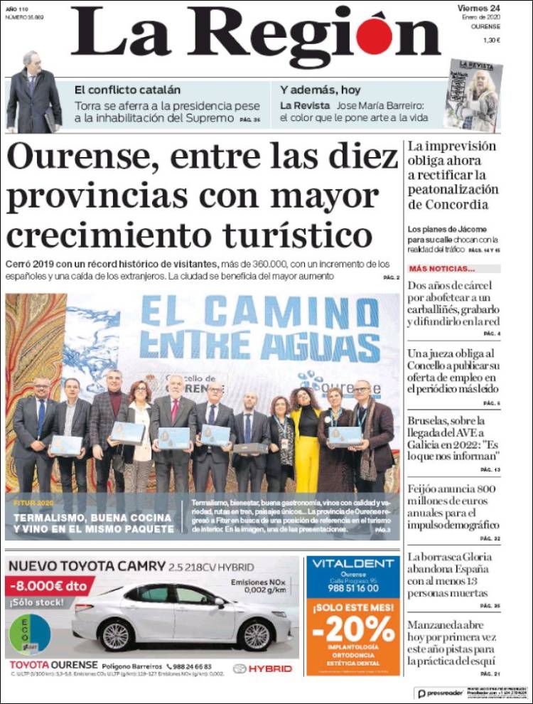 Portada de La Región de Ourense (España)