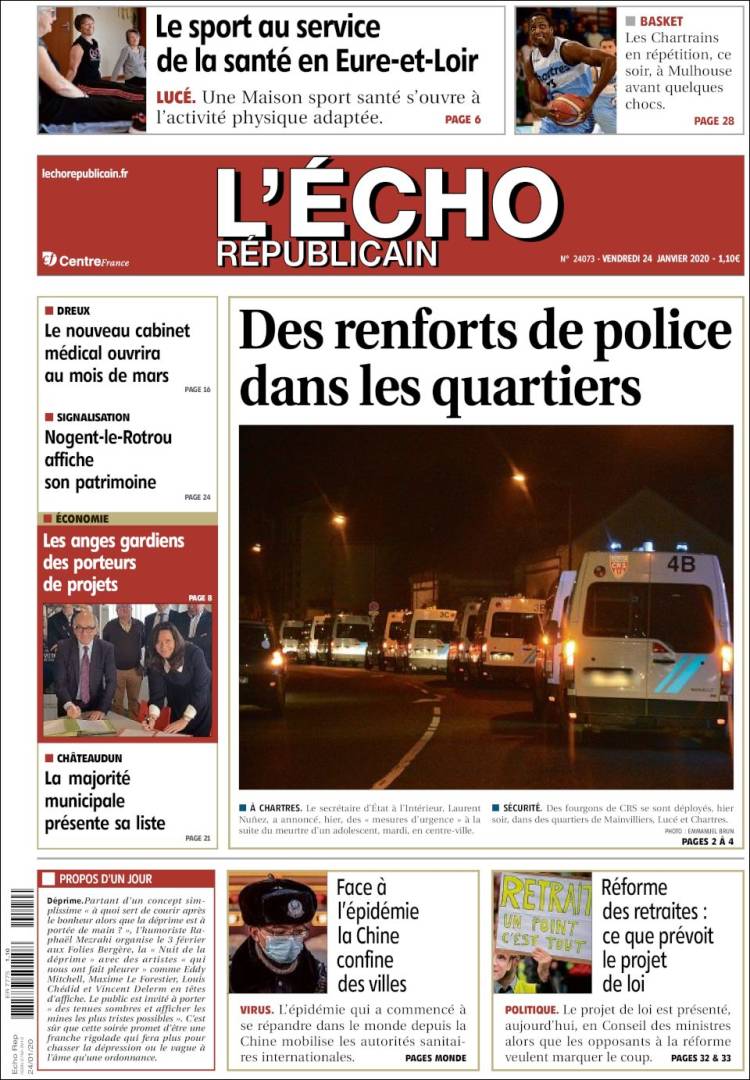 Portada de L'Echo Républicain (Francia)