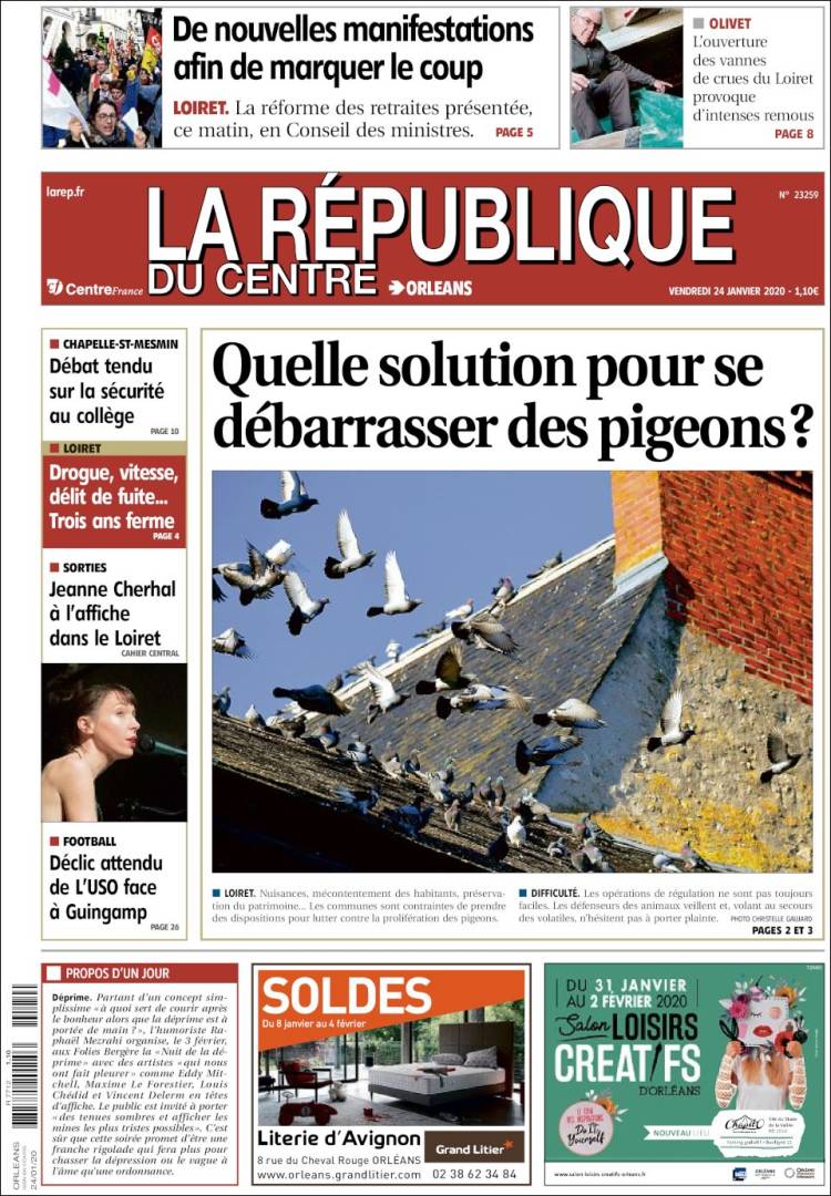 Portada de La République du Centre (Francia)