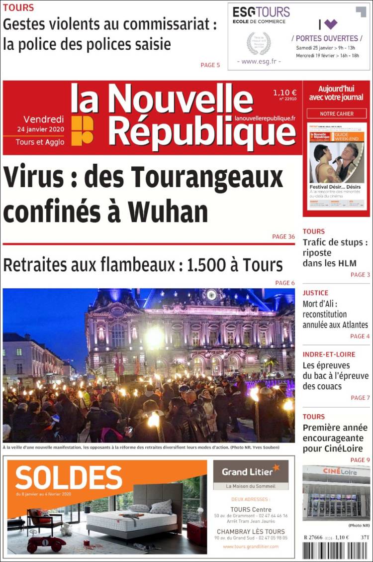 Portada de La Nouvelle Republique (Francia)