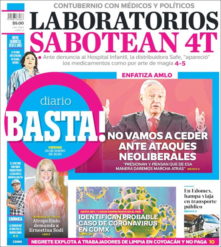 Portada de Diario Basta (México)