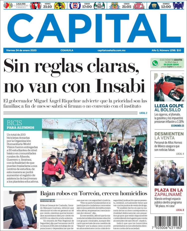 Portada de Capital Coahuila (México)