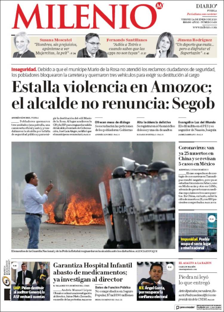 Portada de Milenio de Puebla (México)