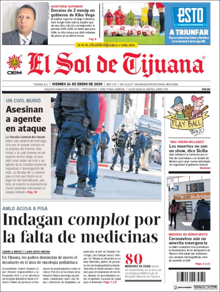 Portada de El Sol de Tijuana (México)