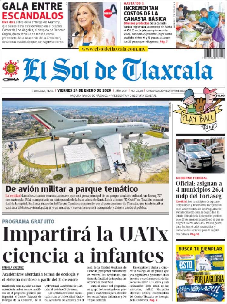 Portada de El Sol de Tlaxcala (México)