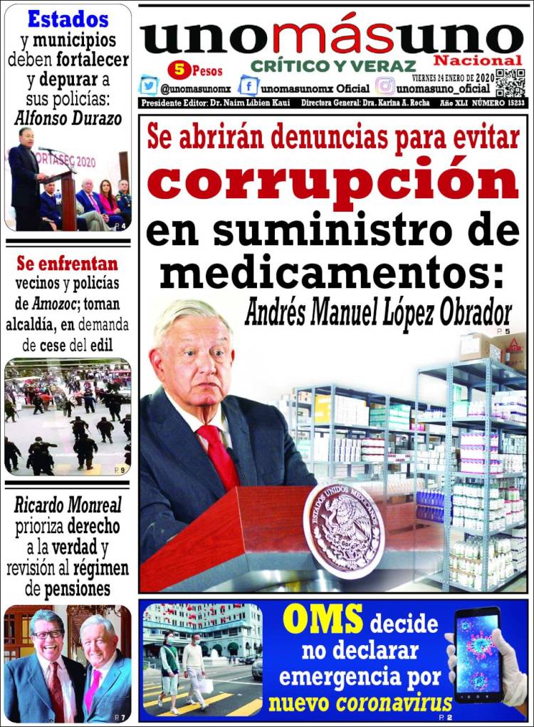 Portada de unomásuno (México)