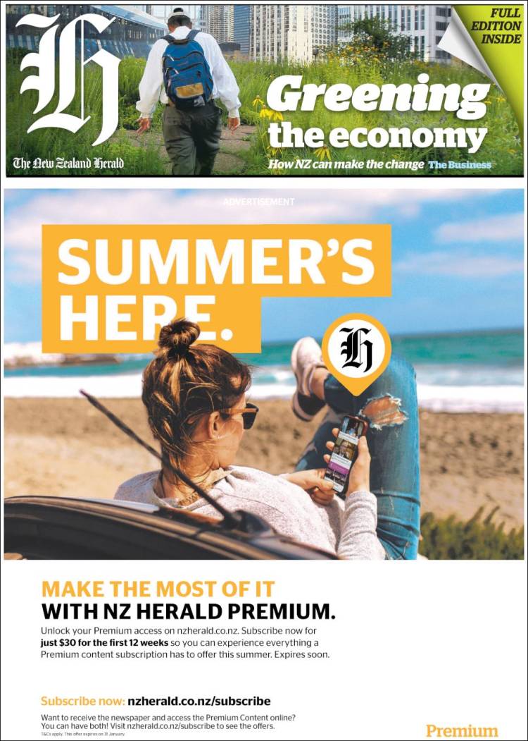 Portada de The New Zealand Herald (Nueva Zelanda)