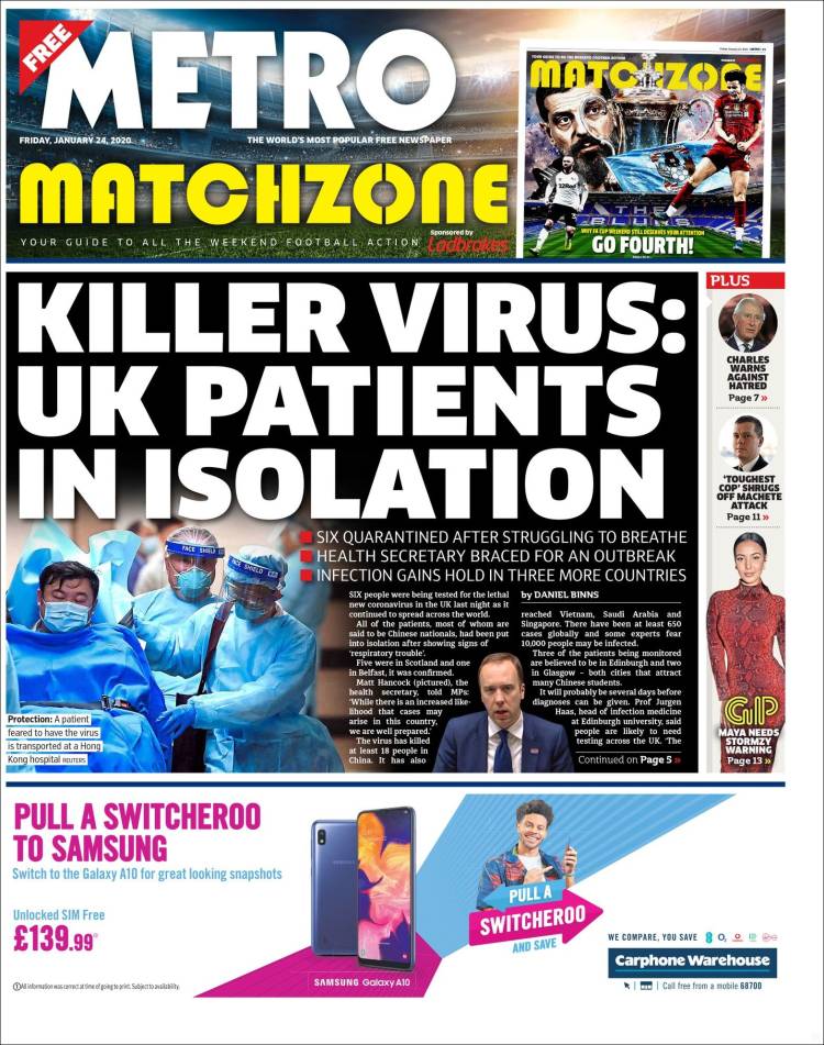 Portada de Metro (Reino Unido)