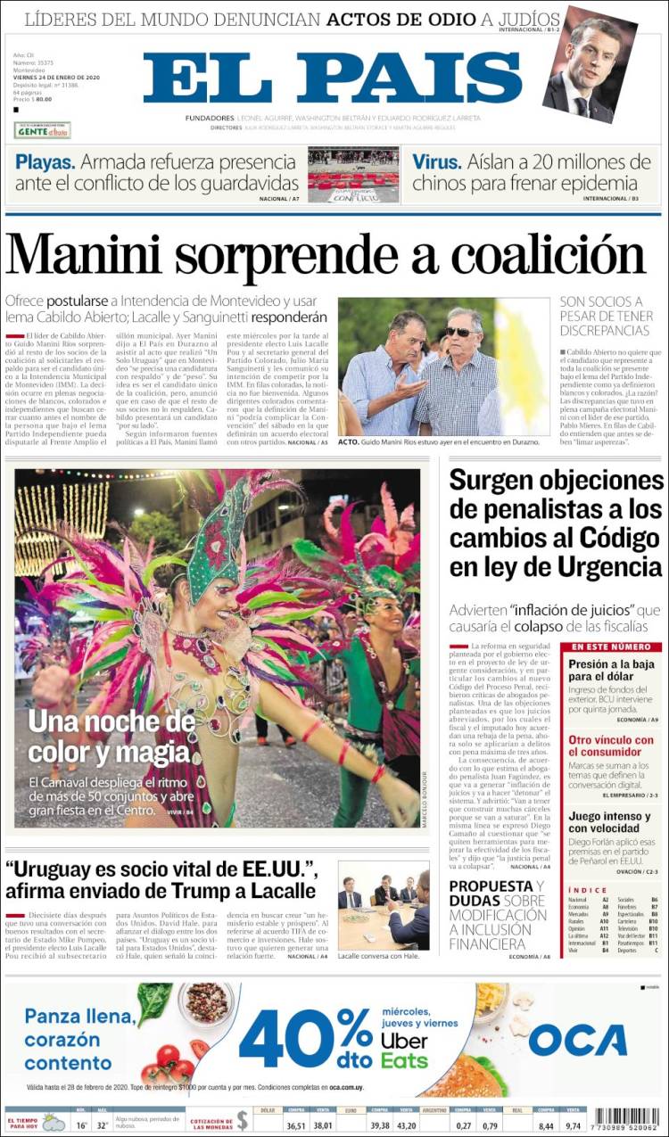 Portada de El País (Uruguay)
