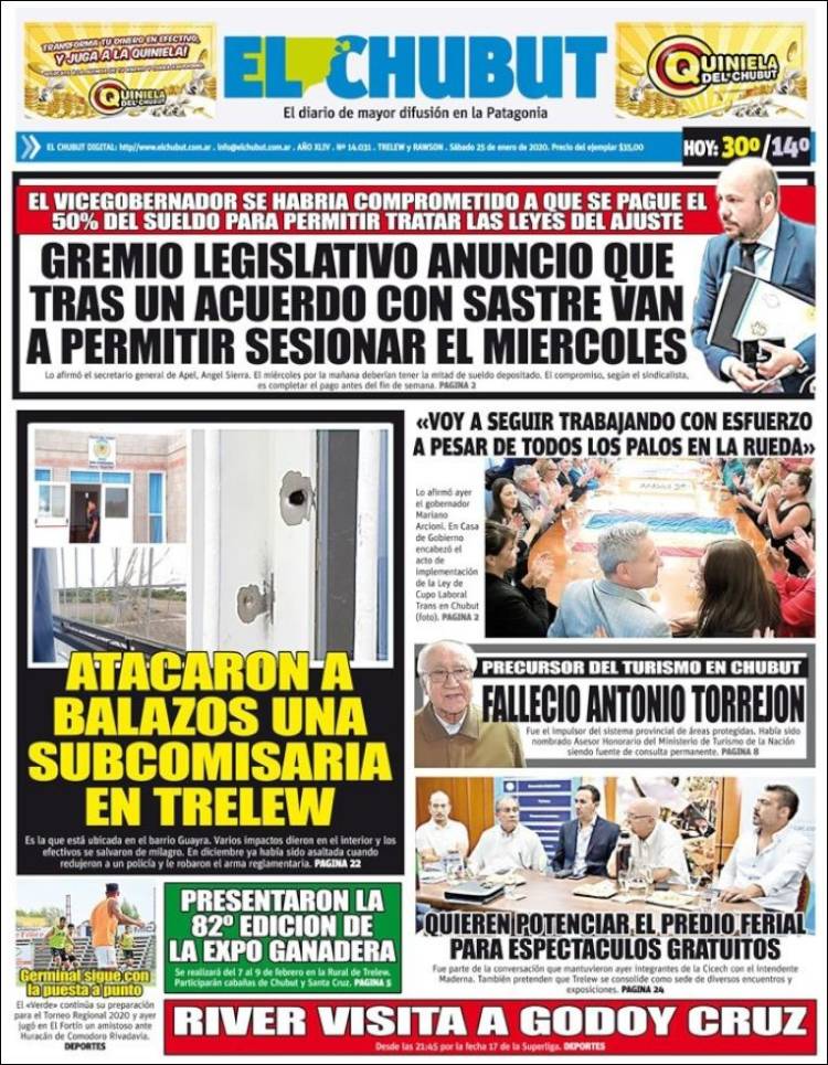 Portada de El Chubut (Argentina)