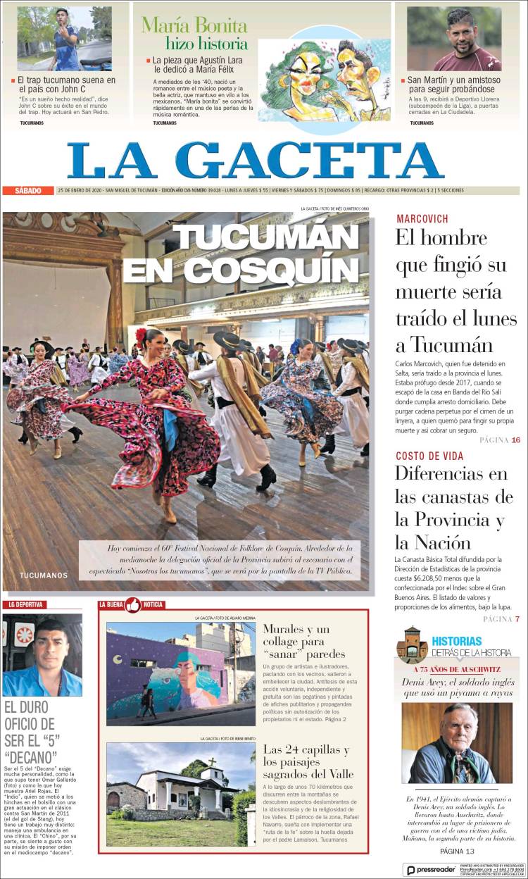 Portada de La Gaceta (Argentina)