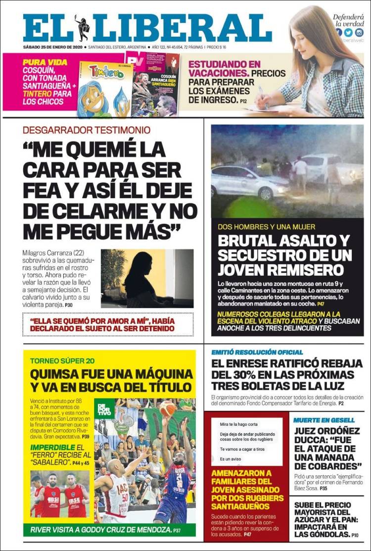 Portada de Diario El Liberal (Argentina)