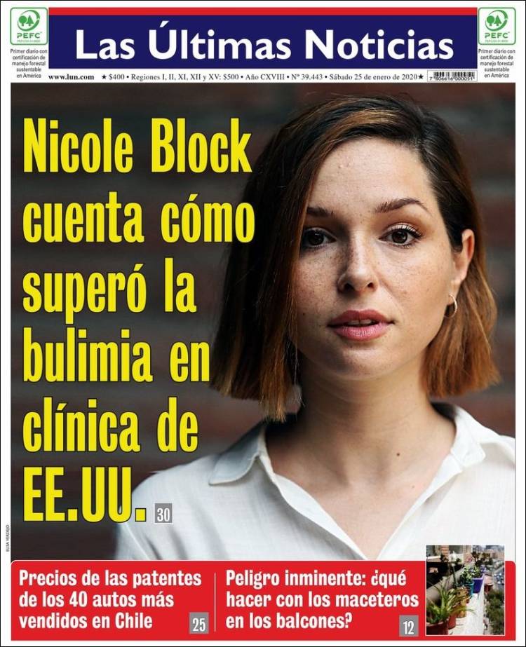 Portada de Las Últimas Noticias (Chile)