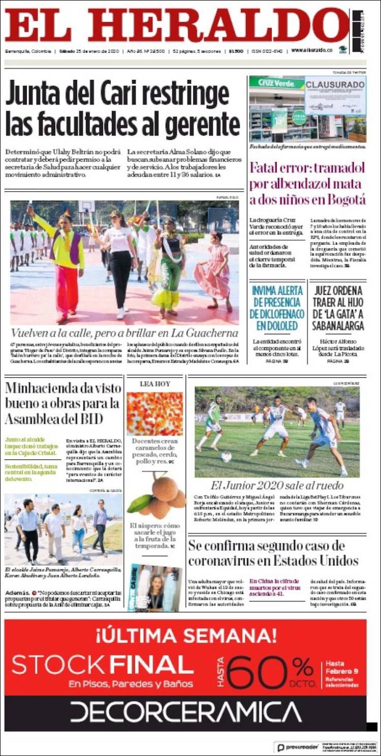 Portada de El Heraldo (Colombia)