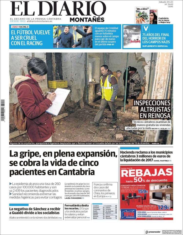 Portada de El Diario Montañés (España)