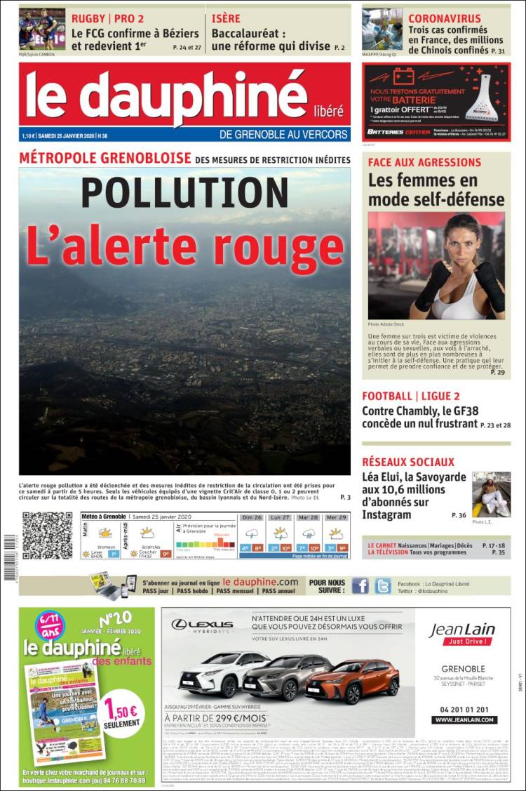 Portada de Le Dauphiné Libéré (Francia)