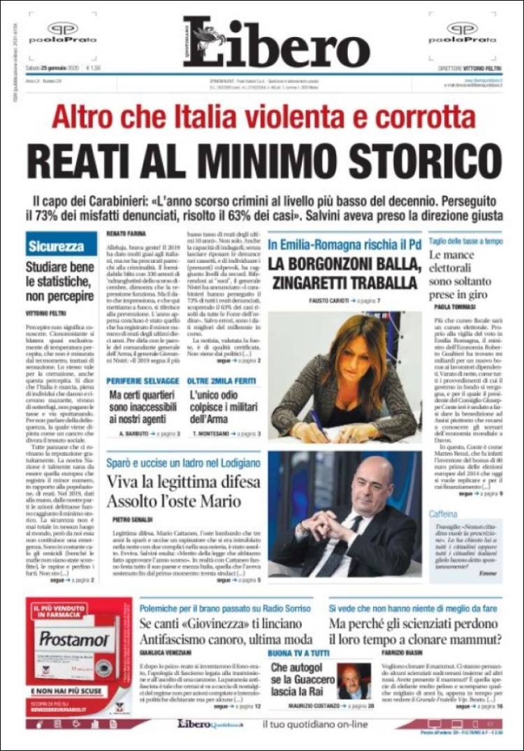 Portada de Libero (Italia)