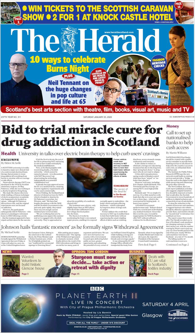 Portada de The Herald (Reino Unido)