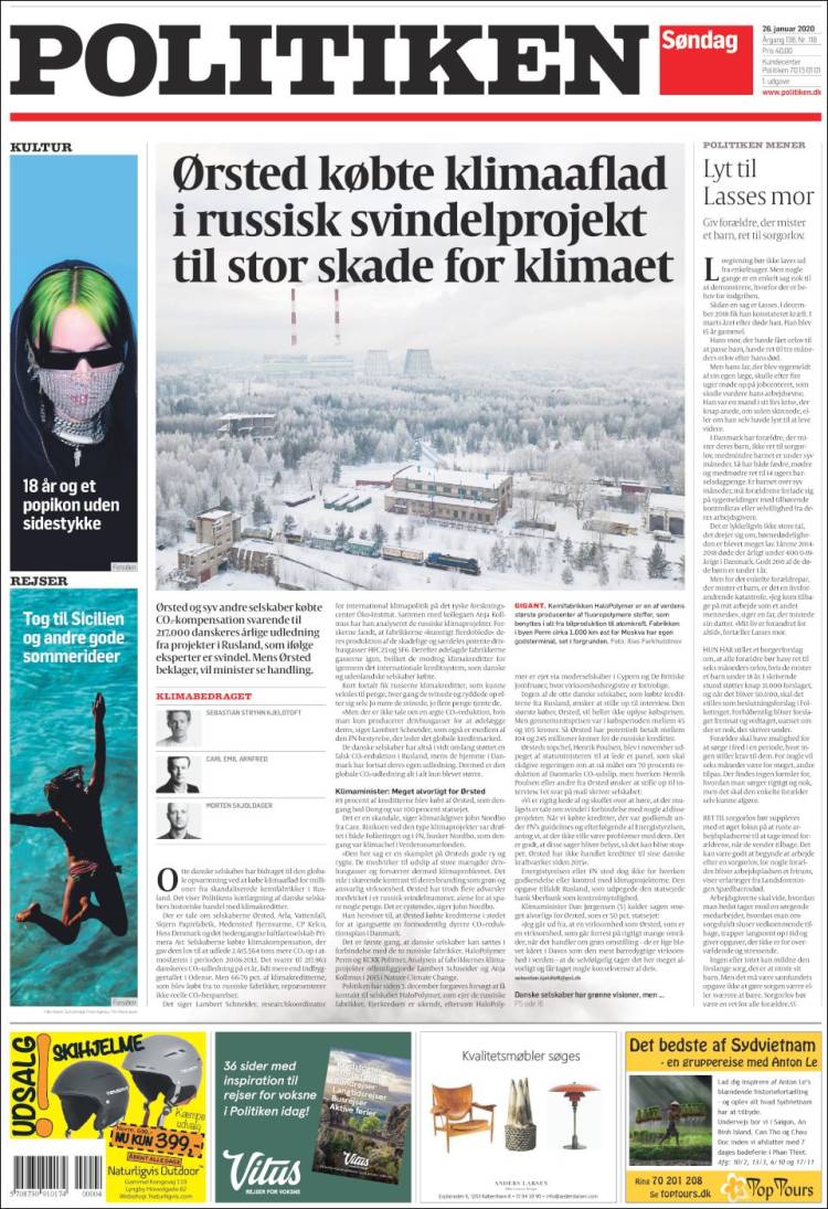 Portada de Politiken (Dinamarca)