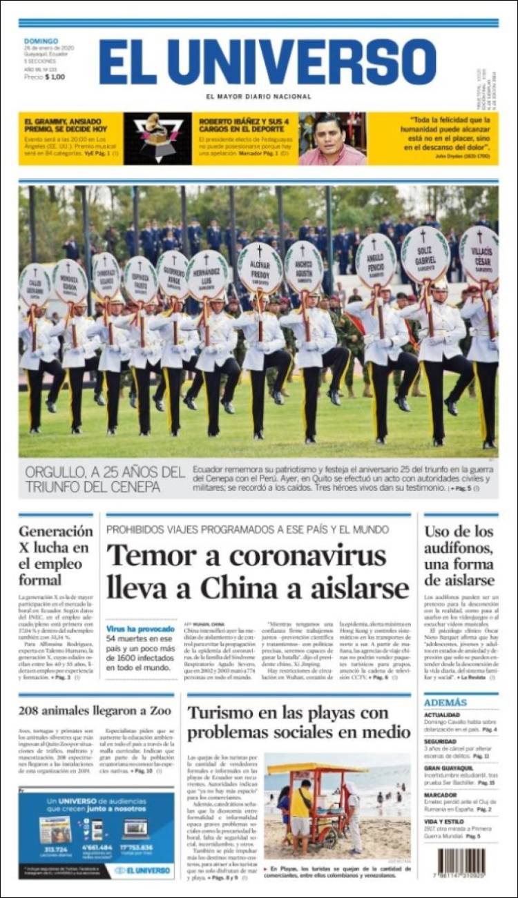 Portada de El Universo - Ecuador (Ecuador)
