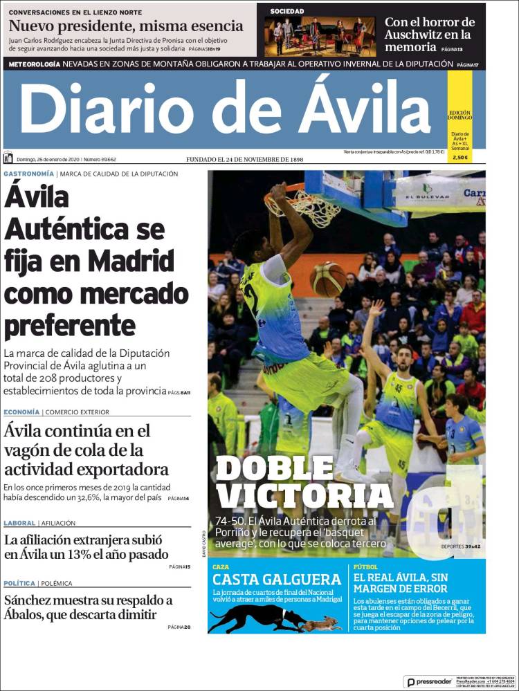 Portada de Diario de Ávila (España)