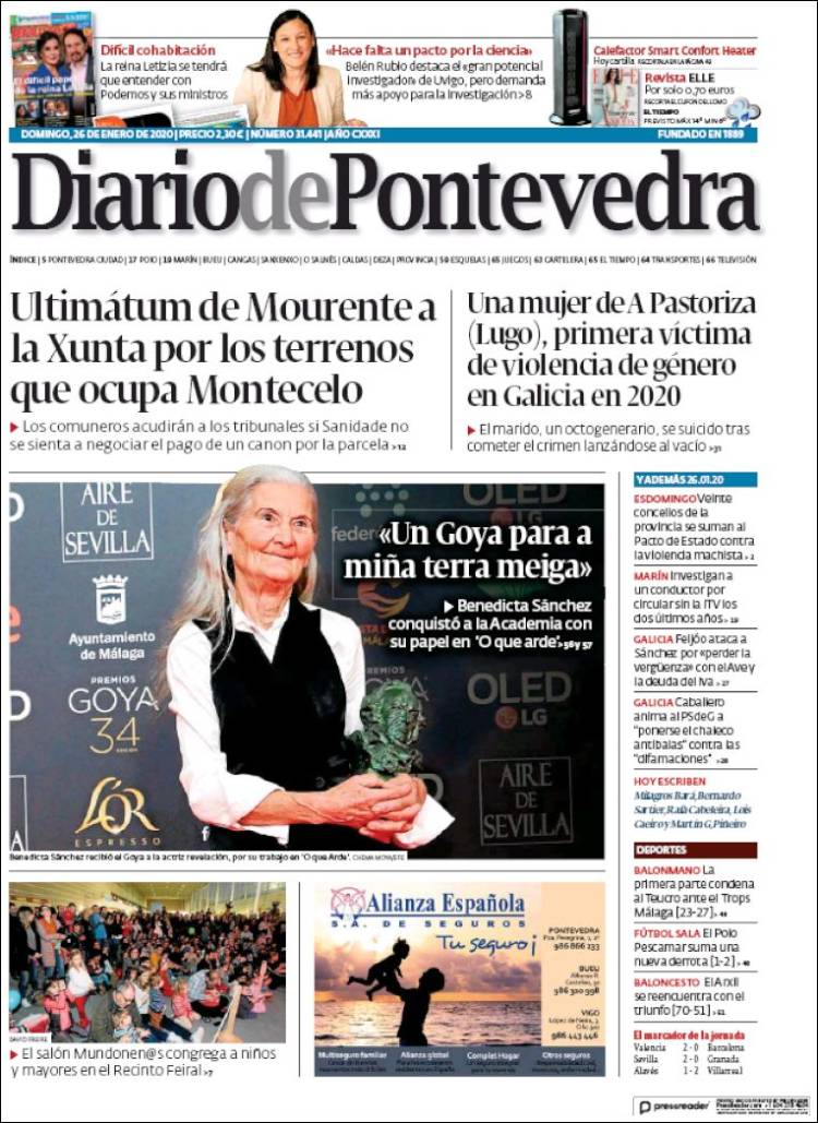 Portada de Diario de Pontevedra (España)