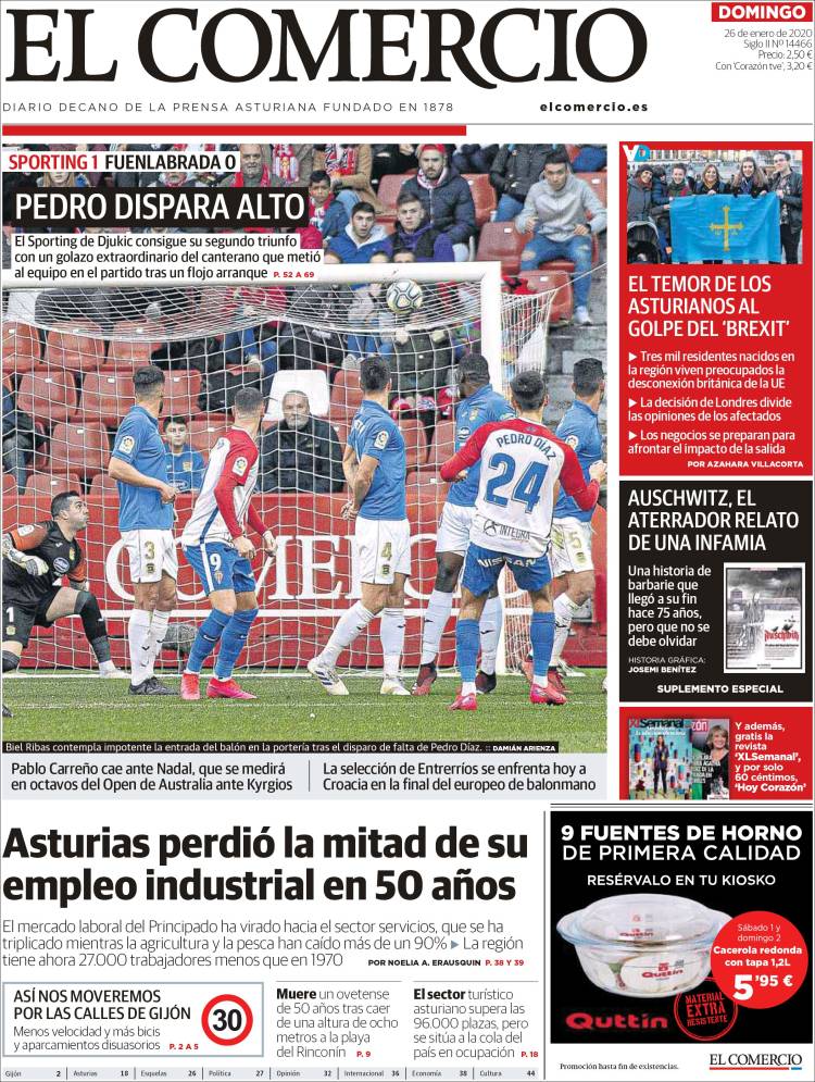 Portada de El Comercio - Gijón (España)