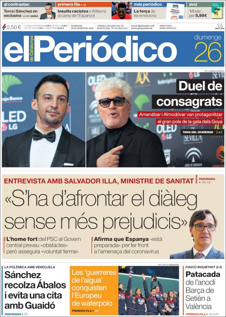 Portada de El Periódico de Catalunya (España)