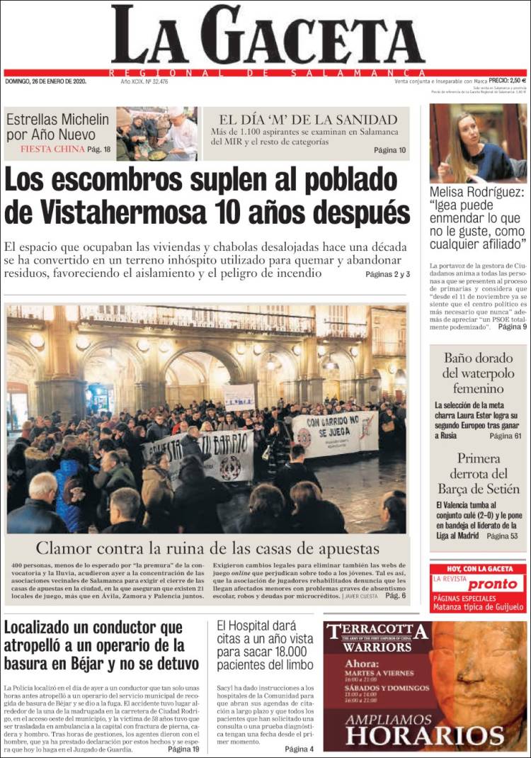 Portada de La Gaceta de Salamanca (España)