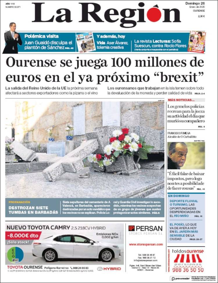 Portada de La Región de Ourense (España)